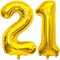 Gold 21 Number Balloons, 40 Inch Giant Number 21 Balloons Foil Mylar Helium Gold Number Balloons (Double Number Gold 21)